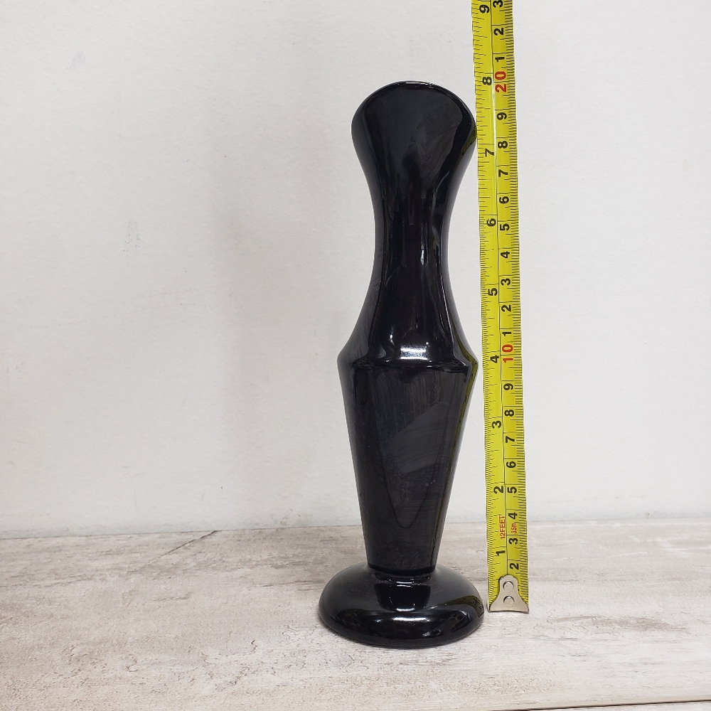 Vintage Black Ceramic Sculptural`Vase 8" Signed Artist Piece Mid Century Modern - Picture 2 of 7